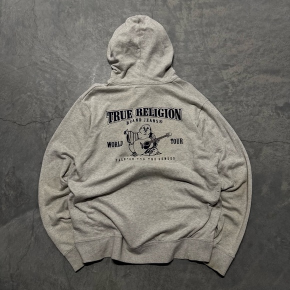 True Religion Light Gray Zip-Up Hoodie - Picture 2 of 6